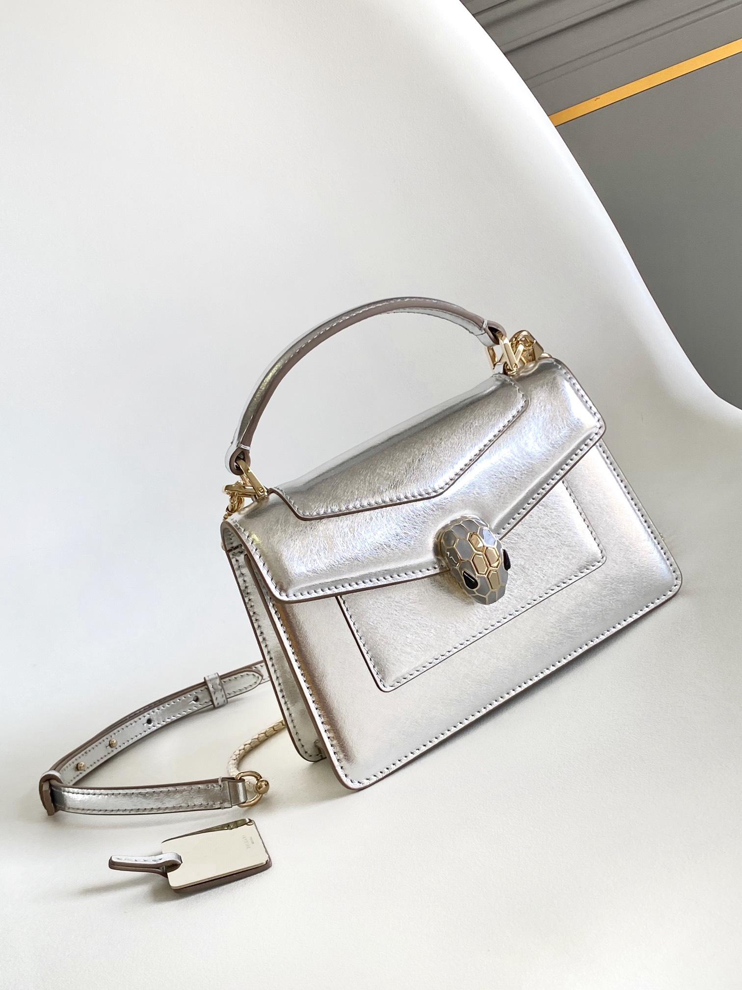 Bvlgari Serpenti Forever Mini Top Handle Silver